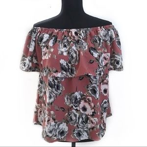 MOA MOA Floral Off-the-Shoulder Top